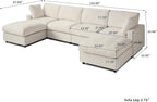 WJShome U Shaped Sectional Couch 134 Inch 4-Seater Modern Modular Sofa with 2 Ottoman,Chenille Deep Seat Couches for Living Room, Bedroom and Apartment，Beige
