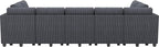 Belffin Large 15 Seat Modular Sectional Sofa with Storage Seat Corduroy Sleeper Sectional Sofa Bed Oversized Convertible Modular Couch for Living Room Dark Grey