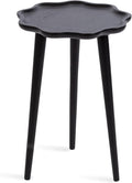 Kate and Laurel Alezar Modern Wooden Round Side Table, 15 x 15 x 22, Black, Solid Wood End Table with Wavy Edge for Bedroom Nightstand or Living Room Accent Table
