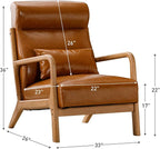 ANJHOME Mid Century Modern Accent Chair with High Back, Single Lounge Armchair with Solid Wood Frame, Comfy Reading Chair for Living Room, Easy Assembly