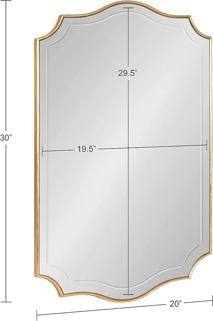 Kate and Laurel Hollyn Glam Scalloped Wall Mirror; 20 x 30; Gold; Decorative Traditional Wall Decor with Elegant Frame and Soft Scallops
