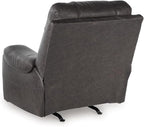 Signature Design by Ashley Trumble Modern Faux Leather Manual Rocker Recliner with Track Arms, Gray