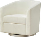 Chenille Swivel Accent Chair, Living Room Chairs, No Assembly Upholstered Armchair, 360°Rotating Barrel Chair for Bedroom, Apartment & Reading Nook (1, Cream White)