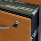 Pemberly Row Engineered Wood 72" W U-Shaped Desk w/Mobile File - Natural Cherry