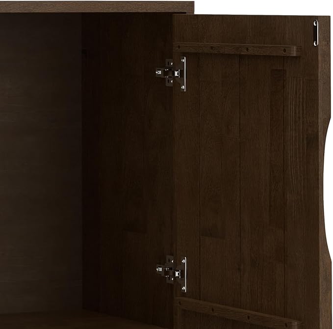 SIMPLIHOME Harper Buffet - 38 inch Wide Solid Hardwood 2-Door Sideboard Buffet in Walnut Brown, Mid-Century Modern Cabinet for Dining Room or Kitchen with Adjustable Shelves and Tapered Legs