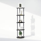 Furinno Turn-N-Tube Corner Shelf, 5-Tier Corner Display Rack, Shelving Unit, for Organization and Storage, Living Room, Home Office, Garage, Bedroom, Black