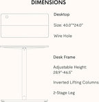 SANODESK Electric Standing Desk 40x24 Inch Height Adjustable Stand Up Desk Home Office Computer Workstation Sit Stand Home Office Desk with Splice Board (White Frame + White Top)