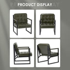 COLAMY Accent Chairs Set of 2, Modern Accent Arm Chairs for Living Room, Comfy Leather Armchairs with Metal Legs for Reception Waiting Room Office Lobby, Green