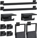 10 Pieces Black Towel Bar Set Bathroom Hardware Accessories Set Upgraded Toilet Paper Holder with Shelf Towel Holder Set for Bathroom Stainless Steel Wall Mounted 23.6in