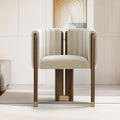 Velvet Fluted Accent Chair for Living Room with Wood Frame, High Resilience Foam, Elegant Modern Armchair (Beige)
