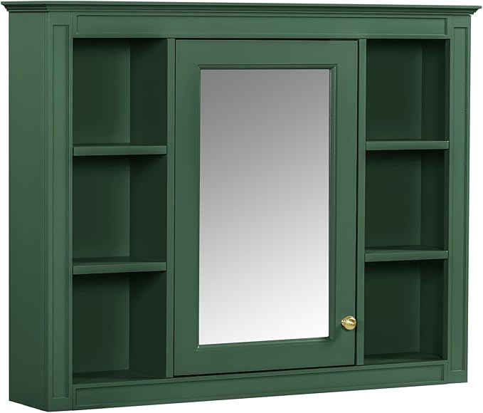 Bathroom Wall Cabinet with Mirror, 35'' x 27.5'' Medicine Cabinet with Mirror Door and Adjustable Shelves, Over Toilet Storage Cabinet, Wall-Mounted Bathroom Mirrors for Over Sink with Storage