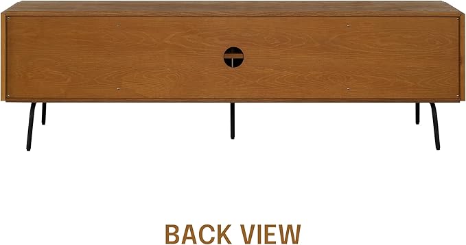 NTC Mossic TV Media Cabinet with 4 Doors for TVs, Entertainment Center with Natural Rattan, Metal Legs, Modern Storage Console for Living Room and Bedroom, Effortless Assembly, Rustic Oak