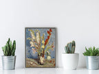 Wieco Art Framed Wall Art Vase with Gladioli and China Asters by Van Gogh Modern Floral Canvas Prints Artwork Abstract Flowers Pictures on Canvas for Living Room Home Decorations