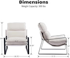 HEAH-YO Modern Accent Chair Set of 1, Upholstered Sherpa Living Room Chair with Backrest and Metal Frame, Comfy Reading Chair for Bedroom, White