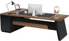 Tribesigns 78" L-Shaped Executive Desk, Large Modern Office Desk with Drawers and File Cabinet, Business Furniture with Storage Shelves, Big Computer Desk for Home Office (Light Walnut + Black)