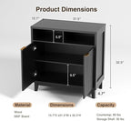 Buffet Cabinet with Storage - Elegant Fluted Storage Cabinet with Adjustable Shelves and Solid Wood Leg, Modern Buffet Sideboard for Living Room, Dining Room, Entryway