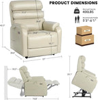EONIX Wide Lay Flat Power Lift Recliner Chair for Elderly, 400lbs Heavy Duty Lift Chairs with Heat and Massage Charging Ports, Oversized Dual Motor Power Recliner for Adults, LRY004063, Cream White