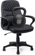 CLATINA Office Chair - Mid Back Leather Computer Desk Chairs with Wheels, Ergonomic Executive Swivel Stool with Lumbar Support, Armrest for Home Office, Black
