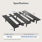 FLEXISPOT S3K-Lite King Size Adjustable Bed Frame Base, Zero Clearance, Independent Head & Foot Incline, Zero Gravity, Wireless Remote, 12’’ Legs, Easy Assemble, 5-Year Warranty, 750 lbs.