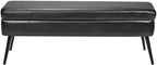 VEVOR Leather Storage Ottoman Bench, PU Leather Bench with Storage and Metal Legs, Modern Shoe Benches Seat for Entryway, Upholstered End of Bed Benches for Living Room, Dining Room, Hallway, Black