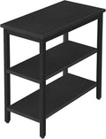 HOOBRO End Table, Simple Rustic Side Table with 3-Tier Storage Shelf, Narrow Nightstand for Small Spaces, Easy Assembly, for Living Room, Bedroom, Metal, Industrial Design, Black BB14BZ01