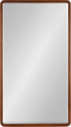 Kate and Laurel McLean Modern Wood Framed Rounded Rectangle Wall Mirror; 20 x 36; Walnut Brown; Decorative Round Rectangular Mirror for Contemporary Wall Decor