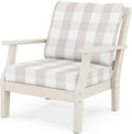 Martha Stewart by POLYWOOD® Chinoiserie Deep Seating Chair in Sand/Buffalo Plaid Dune Burlap