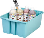 Really Good Stuff Stacking Bins, 14" x 10" x 5 .75" - 6 Pack, Water, Stackable Storage Plastic Bins for Classroom Organization, Home Storage, Office & Hospital Supplies