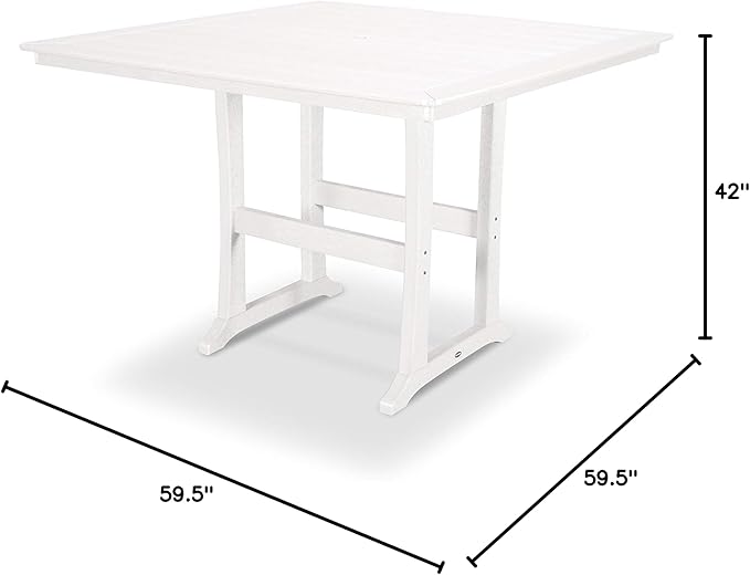 POLYWOOD® Nautical Trestle 59" Bar Table in White