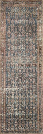 Loloi Amber Lewis Billie Collection BIL-02 Ocean/Brick 2'-6" x 12'-0", 0.19" Thick Runner Rug