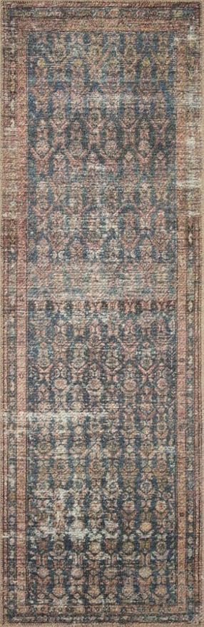 Loloi Amber Lewis Billie Collection BIL-02 Ocean/Brick 2'-6" x 12'-0", 0.19" Thick Runner Rug