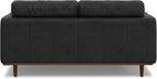 SIMPLIHOME Morrison 72-inch Wide Sofa in Lead Black Genuine Leather, Mid-Century Modern-Style Loveseat for Living Room, Single Bench Cushion, Removable Back Cushions, 2 Bolster Pillows