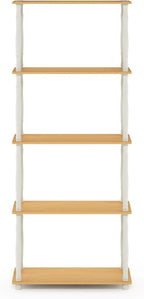 Furinno Turn-N-Tube 5-Tier Multipurpose Shelf / Display Rack / Storage Shelf / Bookshelf, Classic Tubes, Beech/White