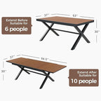 Grand patio 7-Piece Outdoor Dining Set for 6, Patio Dining Furniture Set for 6 Swivel Rope Wicker Chairs & 1 Extendable Rectangular Dining Table, Light Gray Brown