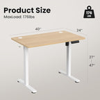 Casaphoria 40 x 24 inches Electric Standing Desk, Sit to Stand Desk with Memory Height Adjustment, Home Office Computer Desk for Writing and Games, Oak