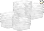 Sterilite 5.25 x 12.25 x 15 Inch Medium Modern Storage Bin w/Comfortable Carry Through Handles & Banded Rim for Household Organization, Clear 16 Pack
