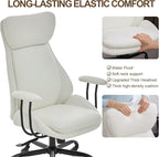 Home Office Desk Chair, PU Casters Ergonomic Computer Chair with Lumbar Support, Adjustable Height, 360°Rolling Swivel Chair, High Back Executive Task, Padded Armrests Chair, White Leather