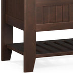 SIMPLIHOME Acadian Entryway Storage Bench - 48 inch Wide Solid Wood Hallway Seat with Shelf in Brunette Brown, Transitional Bench for Entryway or Living Room with Open Storage and Slatted Bottom