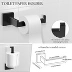 BOZWELL 5 Pieces Matte Black Bathroom Hardware Accessories Set Square Towel Racks for Bathroom 23.6 inch Stainless Steel Towel Bar Set Wall Mounted