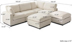 WJShome Cloud Couch Modular Sectional Sofa,100.5" V Shaped Couch, Convertible Wide Seater with Ottoman, 6 Seater for Living Room Set,Covers Washable&Replaceable,Beige