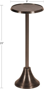 Kate and Laurel Sanzo Modern Pedestal Drink Table, 9 x 9 x 23, Bronze, Decorative End Table with Hammered Tabletop