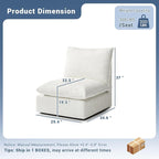 Cloud Middle Sectional, Waterproof Down Filled Sectional Sofa, High Backrest Modular Sectional Couches for Living Room, Modern Modular Couch with Removable Cover, Cream White