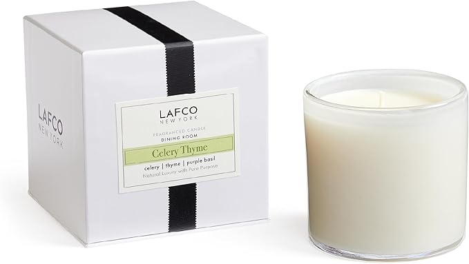 LAFCO New York Signature Candle, Celery Thyme - 15.5 oz - 90-Hour Burn Time - Reusable, Hand Blown Glass Vessel - Made in The USA