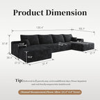 135.4" Oversized Cloud Modular Sectional Sofa, U-Shaped Couches with Ottoman for Living Room, Deep Seat Boneless Couch, 1600lb Weight Capacity, No Assembly Required (Black, Right Facing Chaise)