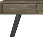 SIMPLIHOME Lowry SOLID ACACIA WOOD and Metal 60 Inch Wide Modern Industrial Console Sofa Table in Distressed Grey, For the Living Room Entryway and Bedroom