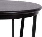 Kate and Laurel Solvay Round Metal and Wood Side Table; 16 x 16 x 24; Black; Modern Bedroom Nightstand Table with Solid Mango Wood Tabletop and Iron Base