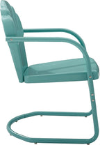 Crosley Furniture Tulip 2-Piece Outdoor Chair Set, Retro Metal Patio Chairs for Dining, Porch, Deck, Balcony, Pastel Blue Satin