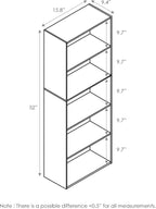 Furinno LUDER Book Shelf, 5-Cube Bookshelf, Bookcase with Open Shelf, 9.4 x 15.8 x 52, for Living Room, Bedroom, Home Office, White/Pink
