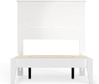 Serene Farmhouse Style Wood Bed in Twin Size with Chevron Scoring Headboard, Coastal Modern Design, Sturdy, Easy Assembly, Ample Underbed Storage, White Finish