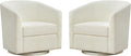 Chenille Swivel Accent Chairs Set of 2, No Assembly Upholstered Armchair, 360° Rotating Barrel Chairs for Living Room, Bedroom, Apartment & Reading Nook (2, Cream White)